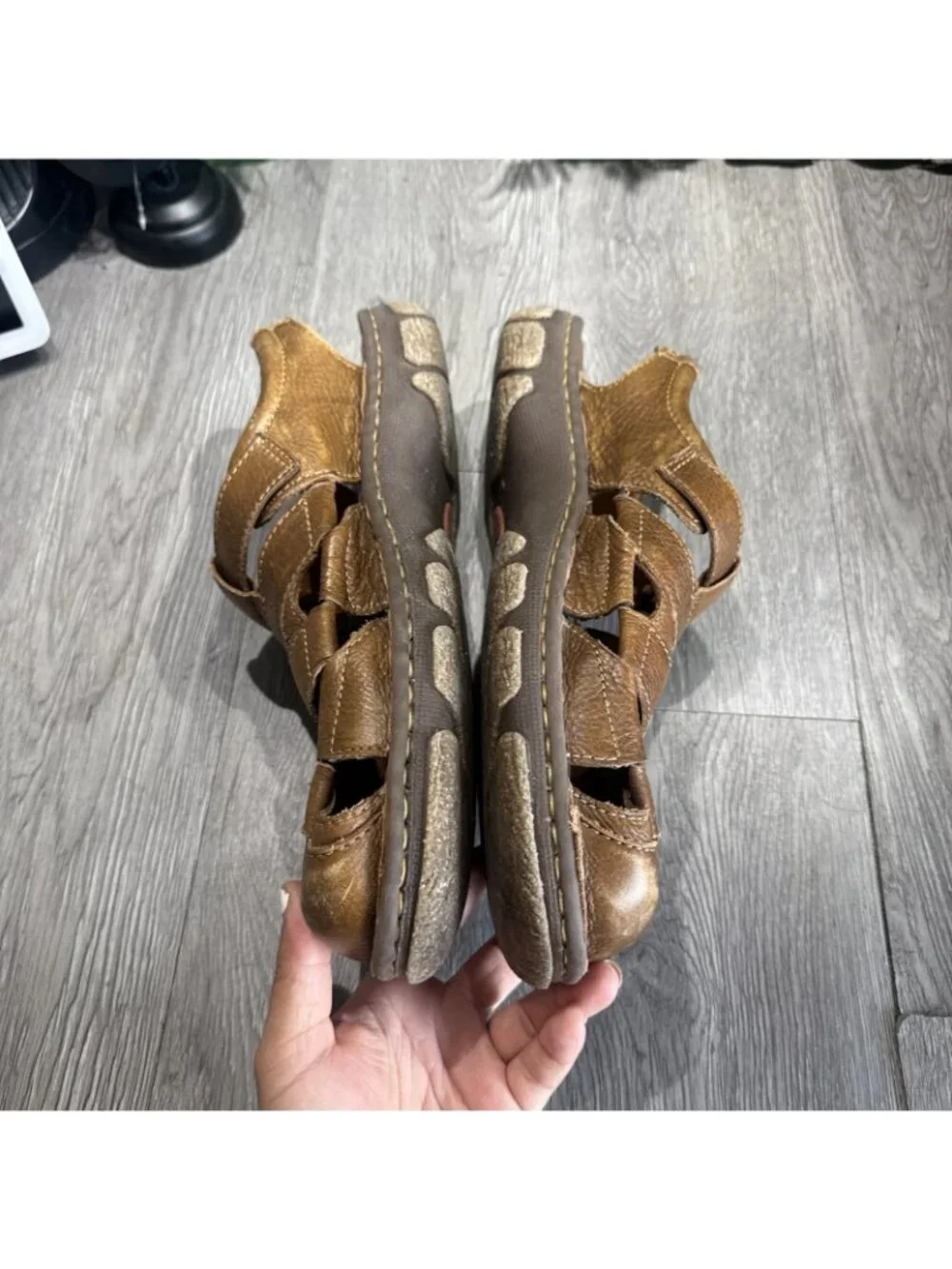 Mens Born Connor Fisherman Sandals Shoes Chestnut Brown Size 13 M $120